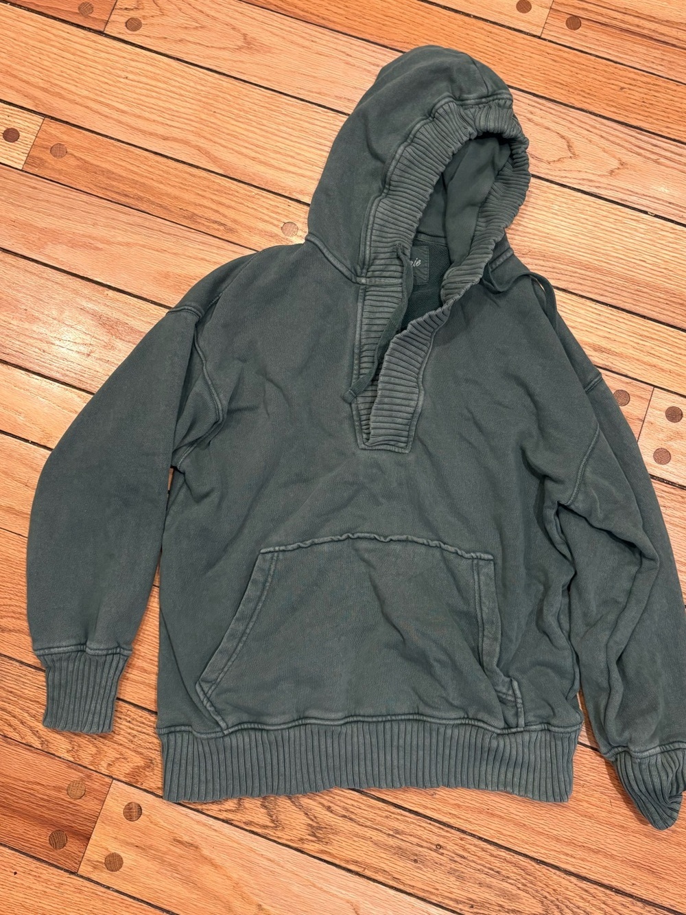 aerie womens v neck oversized Hoodie Sweatshirt Washed Hunter Green small